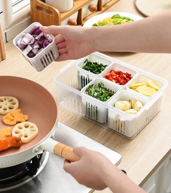 Plastic Food Fridge Containers with Detachable Small Boxes