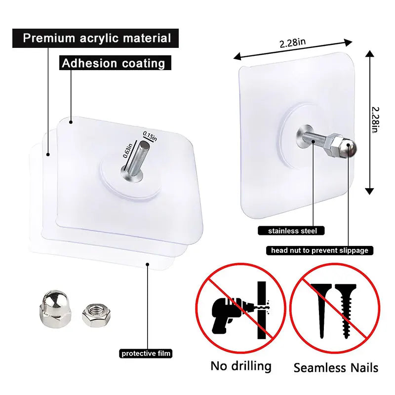 Self adhesive wall hanging screw hooks