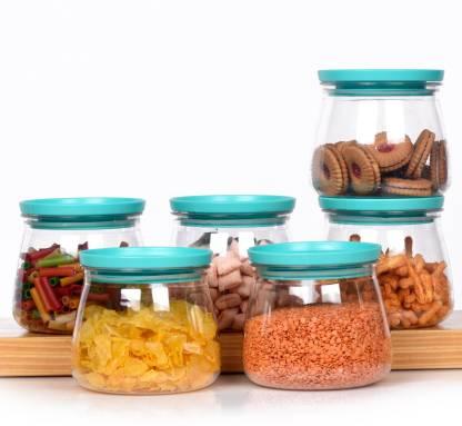 Containers-Plastic Handy & Mataka CONTAINER Storage Jar & Container 900ML Plastic Cereal Dispenser, Air Tight, Grocery Container, Fridge Container,Tea Coffee  (Blue ,Pack of 6)