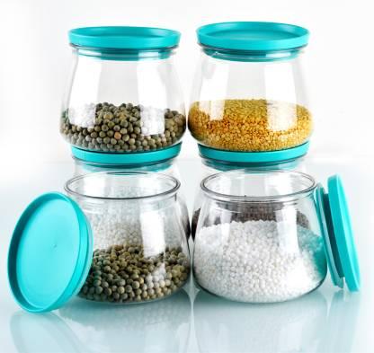 Containers-Plastic Handy & Mataka CONTAINER Storage Jar & Container 900ML Plastic Cereal Dispenser, Air Tight, Grocery Container, Fridge Container,Tea Coffee  (Blue ,Pack of 6)