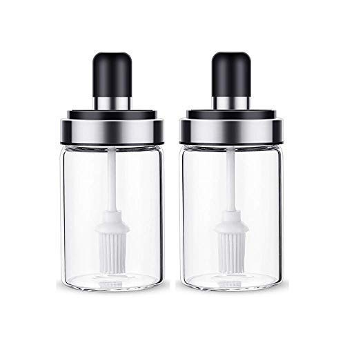 leakproof transparent glass jar with brush for oil ghee