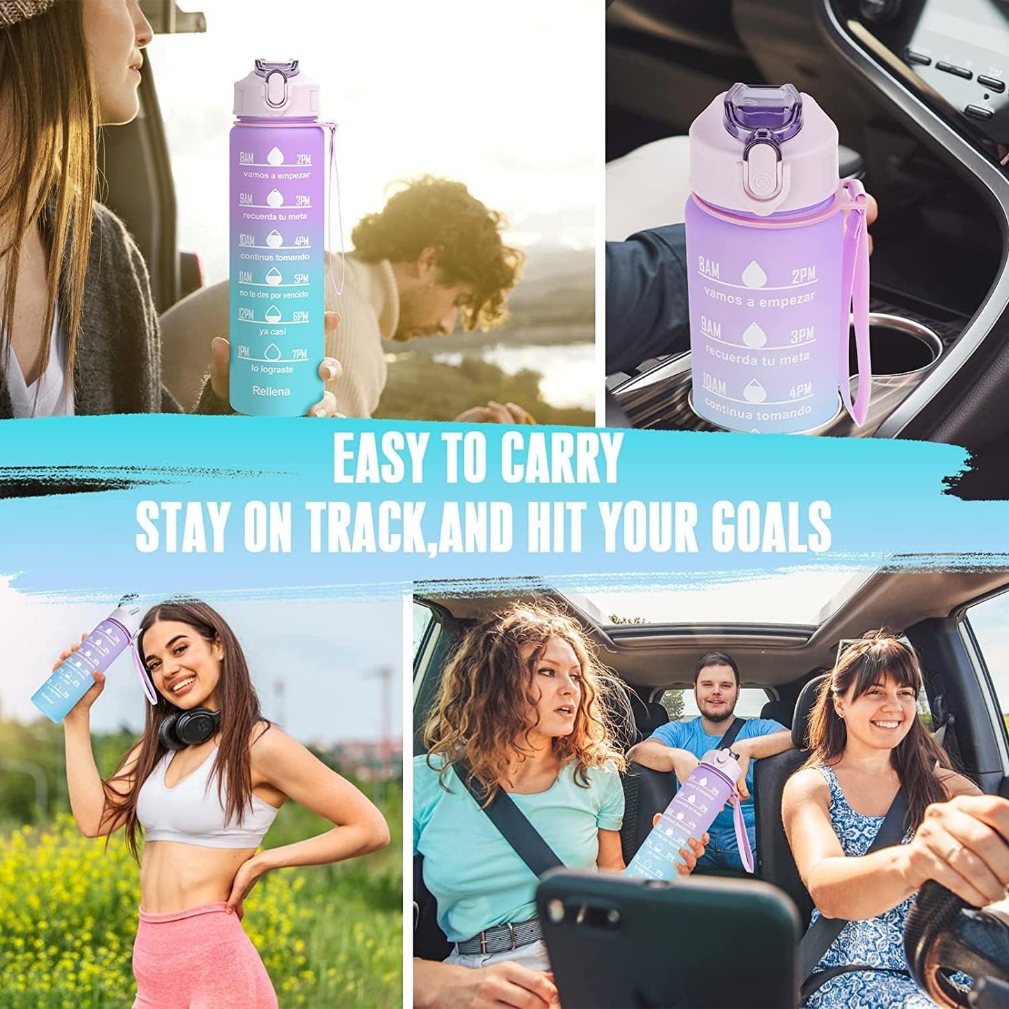 3 Pcs set motivational water bottle combo with positive quotes(Multicolor)